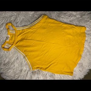 Yellow High Neck Sleeveless Crop Top